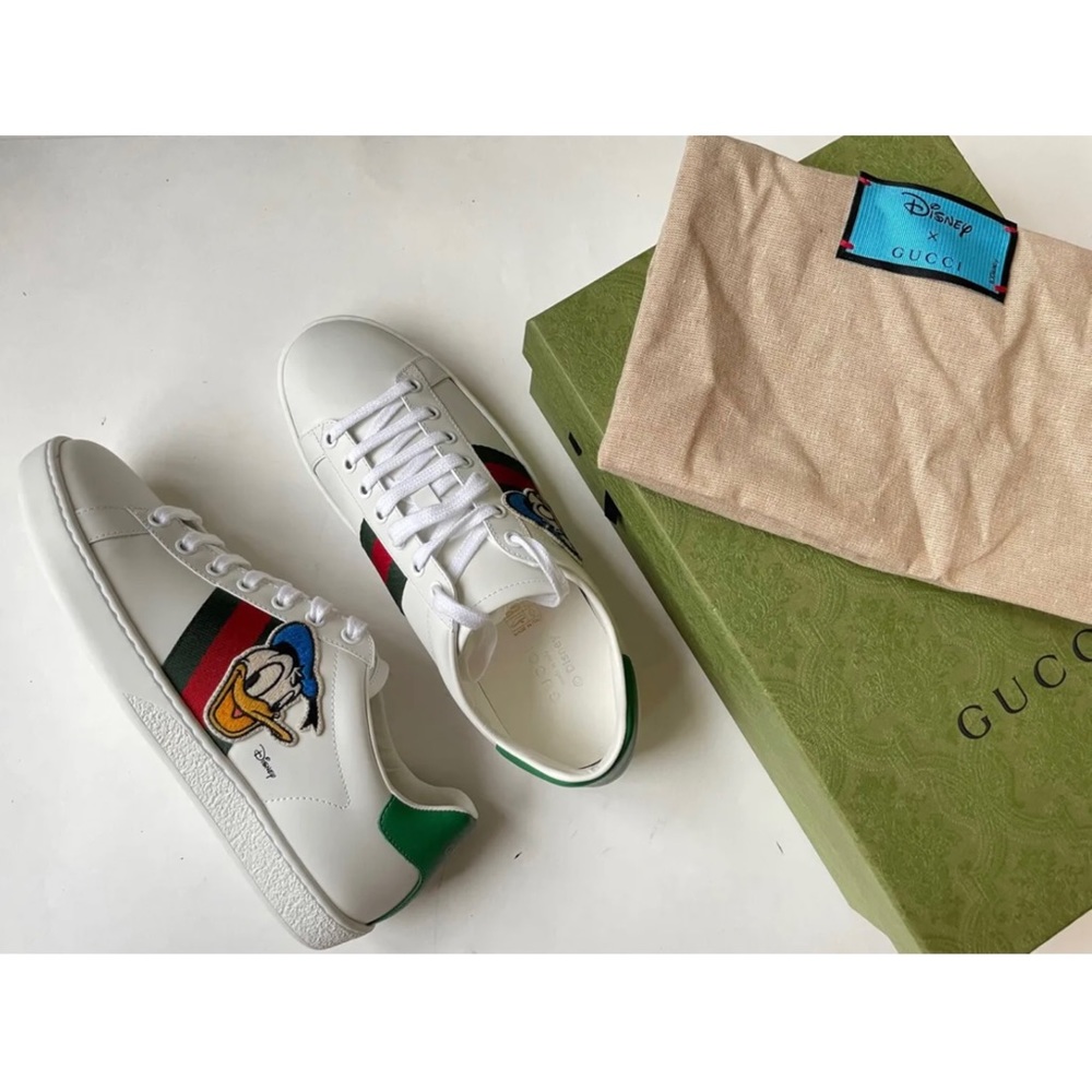 ⛔️SOLD⛔️Authentic Gucci x Disney Ace Donald Duck Women Leather Sneaker Shoes